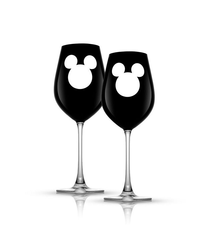 Disney JoyJolt Luxury Mickey Mouse Crystal 23 oz Stemmed Red Wine Glass, Set of 2