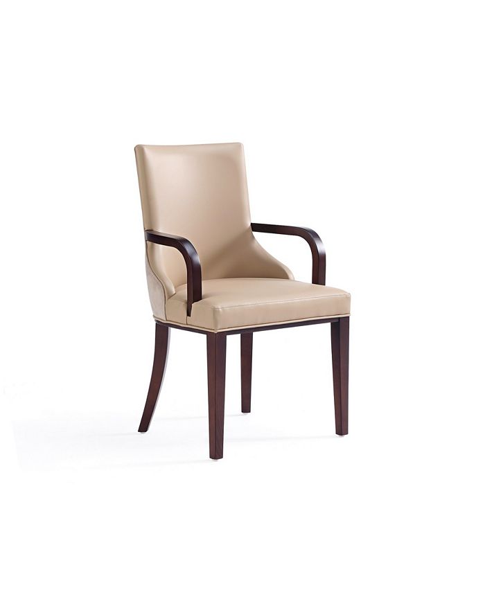 Manhattan Comfort Shubert 22.5" L Beech Wood Faux Leather and Velvet Upholstered Dining Armchair