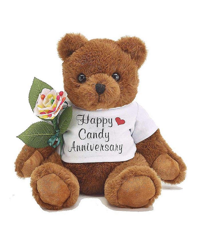 JustPaperRoses 6th Wedding Anniversary 10" Teddy Bear Holding a Candy Rose