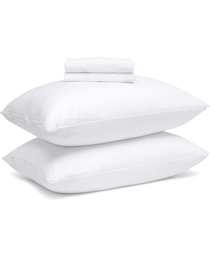 Micropuff Hypoallergenic Microfiber Pillow Protector with ZipperC White (2 Pack)