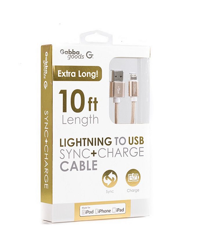 Gabba Goods Metallic Braided Lightning to USB Cable, 10'