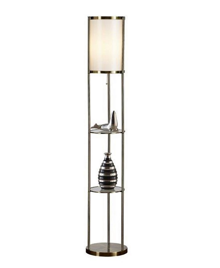 Artiva USA Exeter 63" Floor Lamp with Durable Glass Shelf and Silk Shade