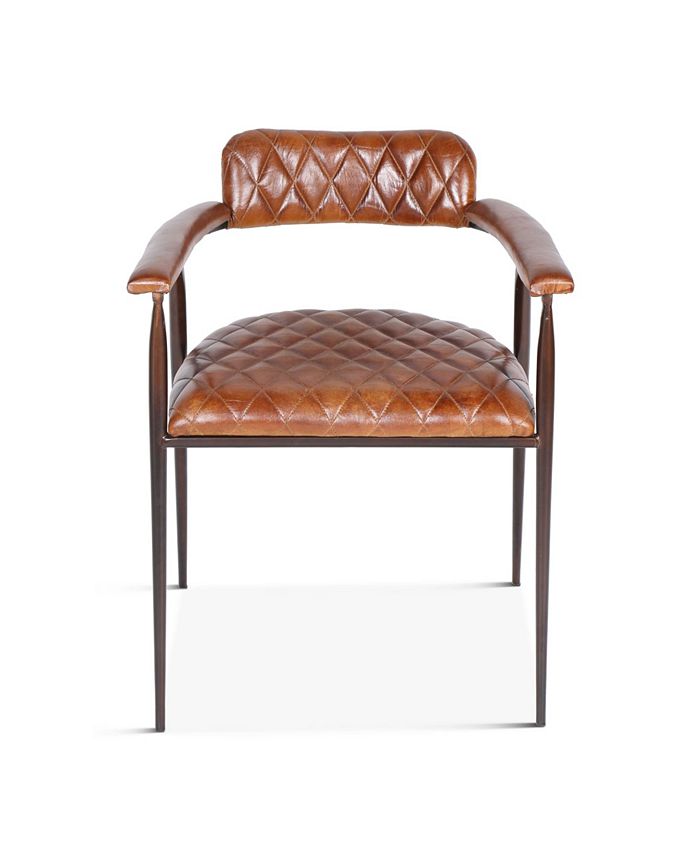 World Interiors Hudson Diamond Stitched Leather Armchair