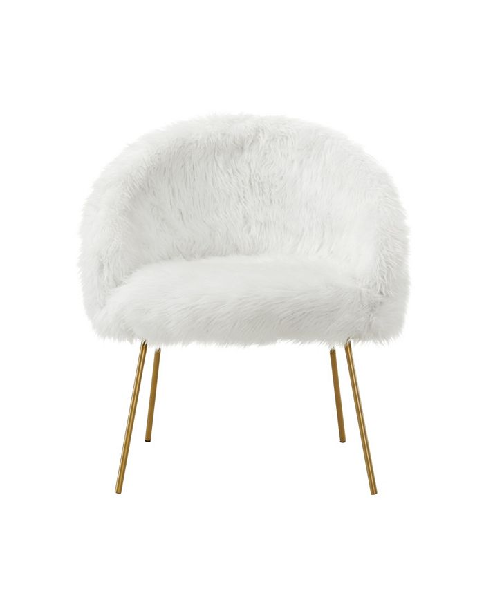 INSPIRED HOME Ana Faux Fur Accent Chair with Metal Legs