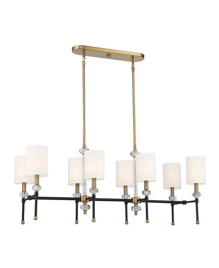 Savoy House Tivoli 8-Light Linear Chandelier in Matte Black with Warm Brass Accents