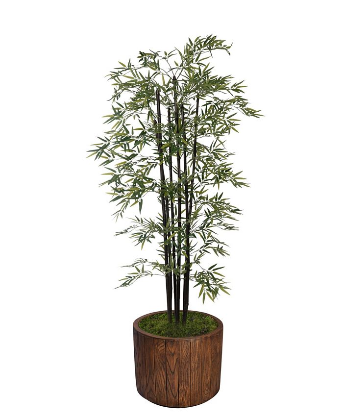 Vintage Home 77" Tall Bamboo Tree With Decorative Black Poles and Fiberstone Planter