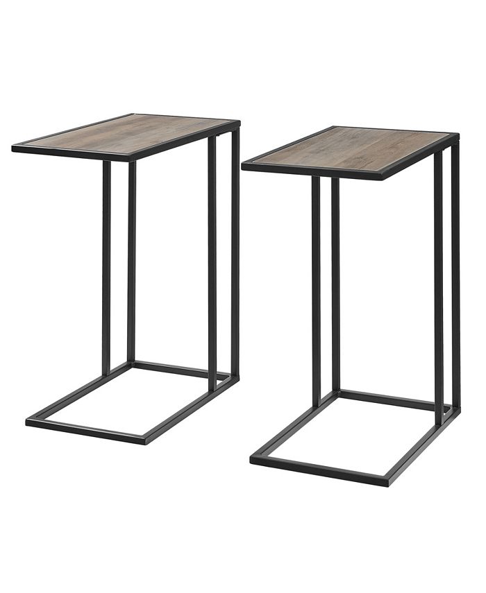 Walker Edison Modern Glam 2-Piece C-Table Set with Metal Base