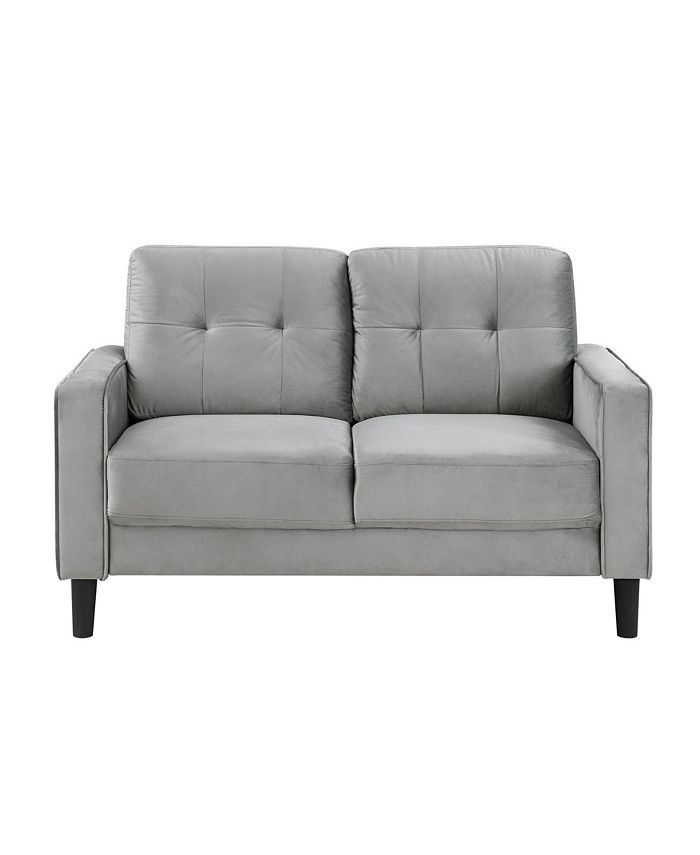 Offex Beven Collection Solid Wood/Plywood Frame and Velvet Fabric Love Seat - Gray