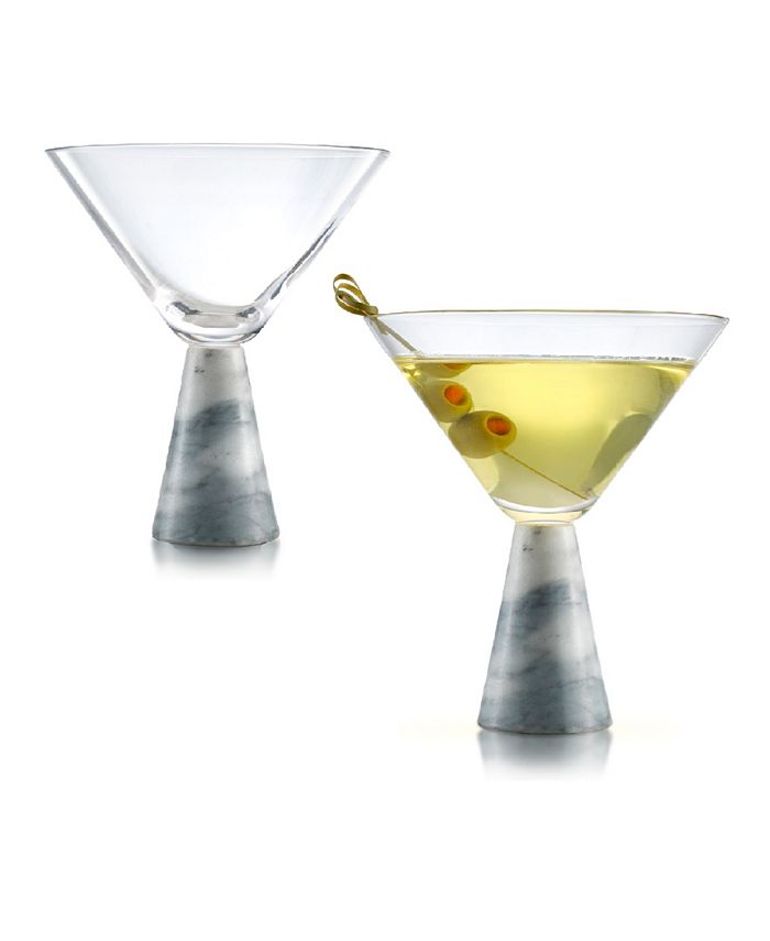 Qualia Glass Marble Martini Glasses, Set of 2, 9 Oz