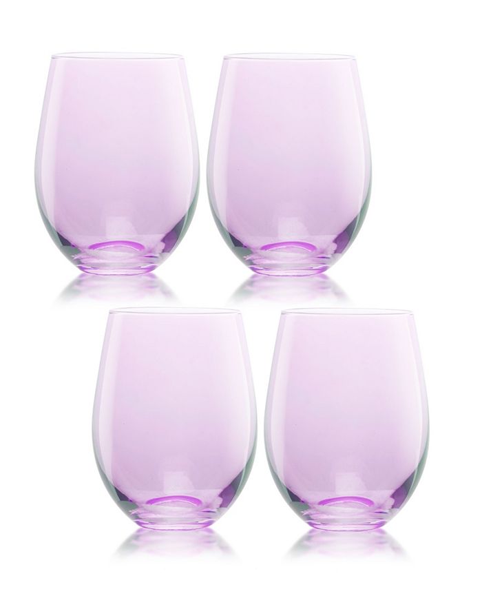 Qualia Glass Carnival Stemless 19 oz Wine Glasses, Set of 4