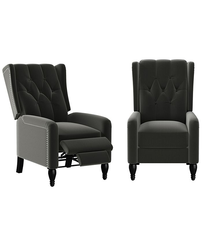 Handy Living Feigin Wingback Pushback Recliner Chairs, Set of 2