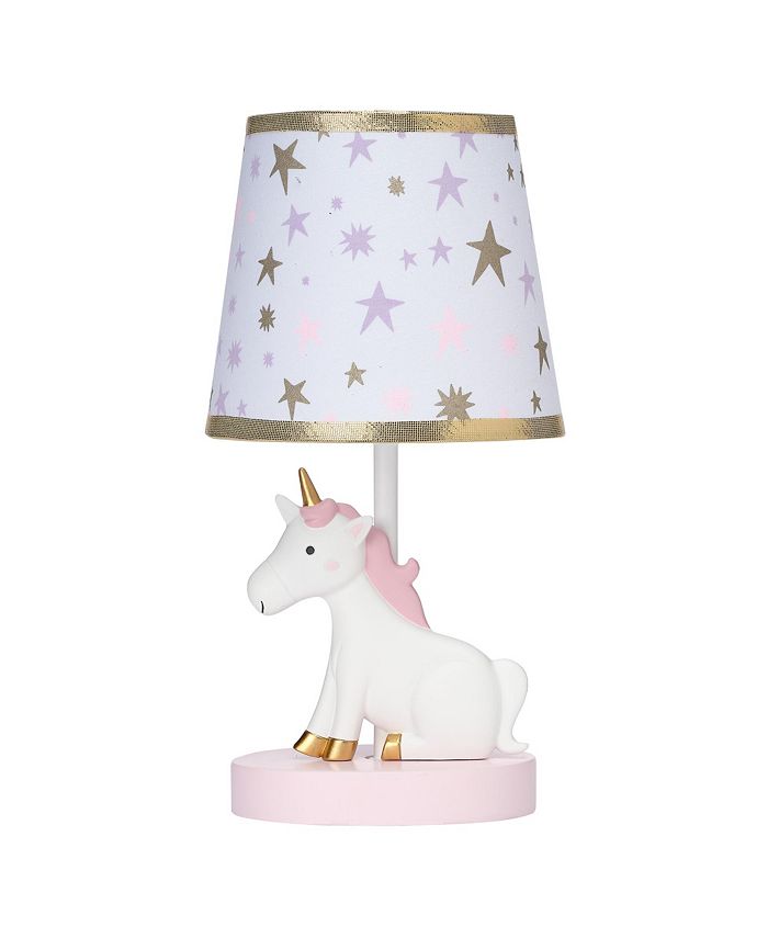 Bedtime Originals Rainbow Unicorn Pink/White Nursery Lamp with Shade & Bulb