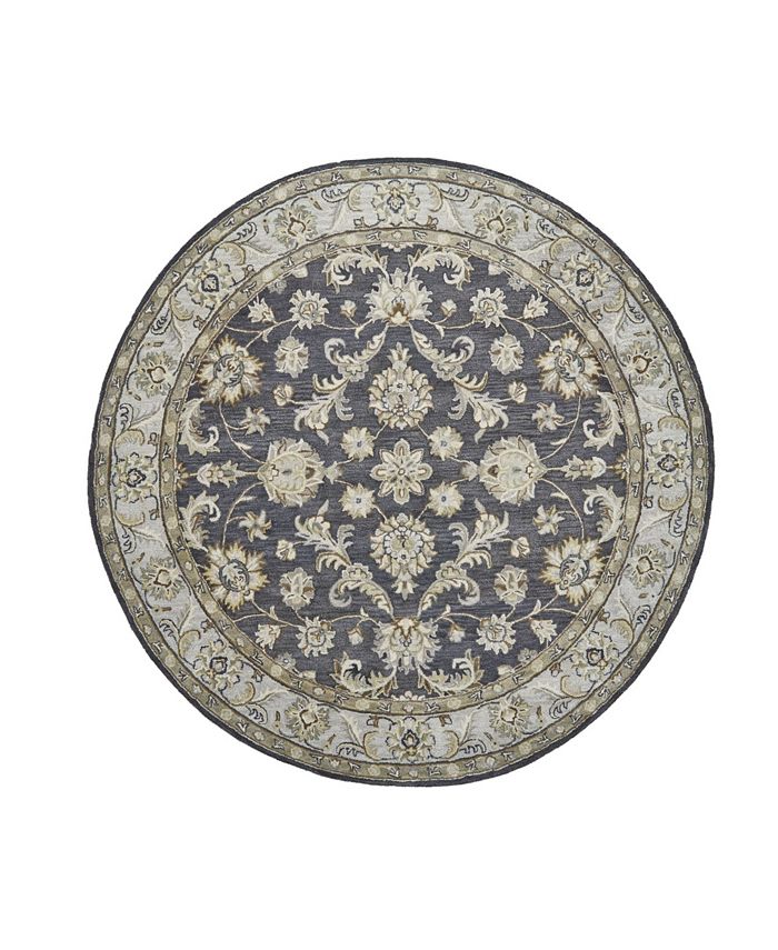 Simply Woven Zoie R8397 Charcoal 8' x 8' Round Rug