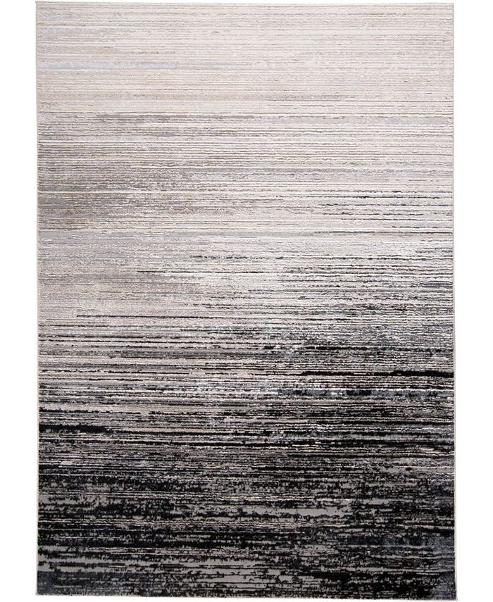 Simply Woven Hadlee R3337 Black 8' x 11' Area Rug