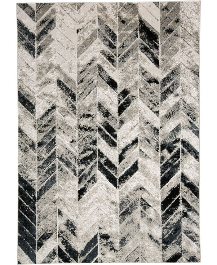 Simply Woven Hadlee R3048 Gray 6'7" x 9'6" Area Rug