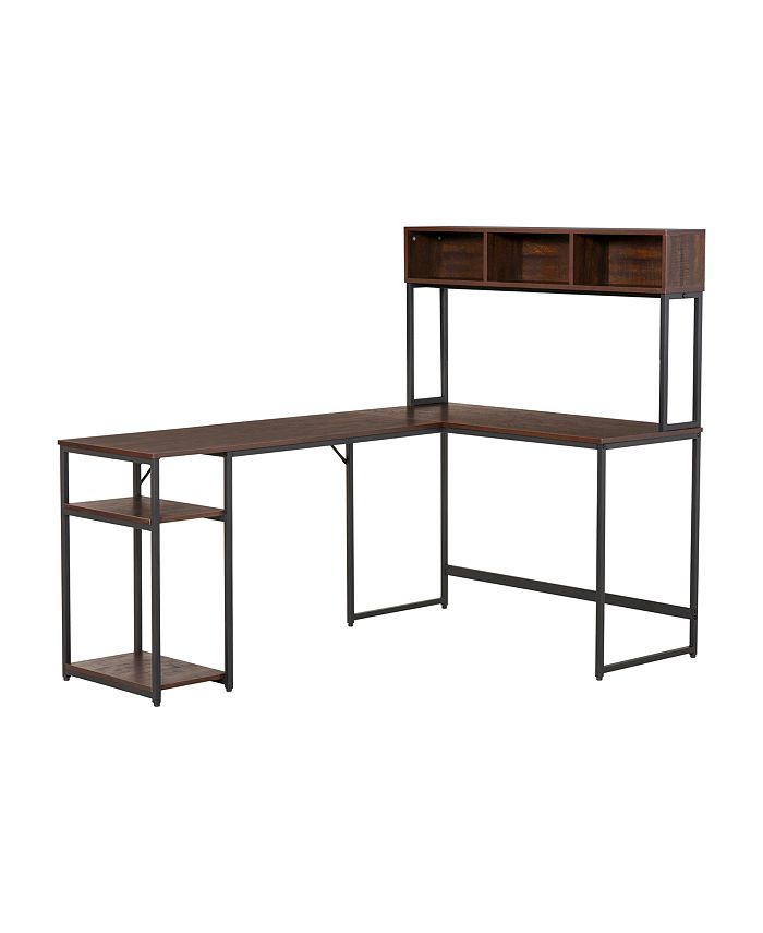 HOMCOM L-Shaped Office Desk with Large Tabletop Workspace and Bottom Tower Shelf