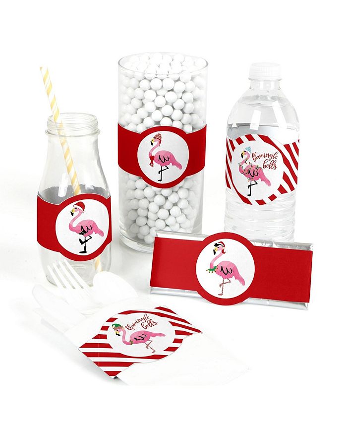 Big Dot of Happiness Flamingle Bells - Flamingo Christmas Party DIY Wrapper Favors & Decor - 15 Ct