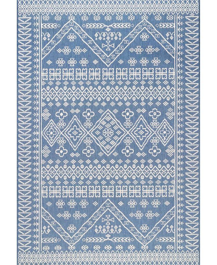 nuLoom Kandace OWDN24A Blue 7'6" x 10'9" Outdoor Area Rug