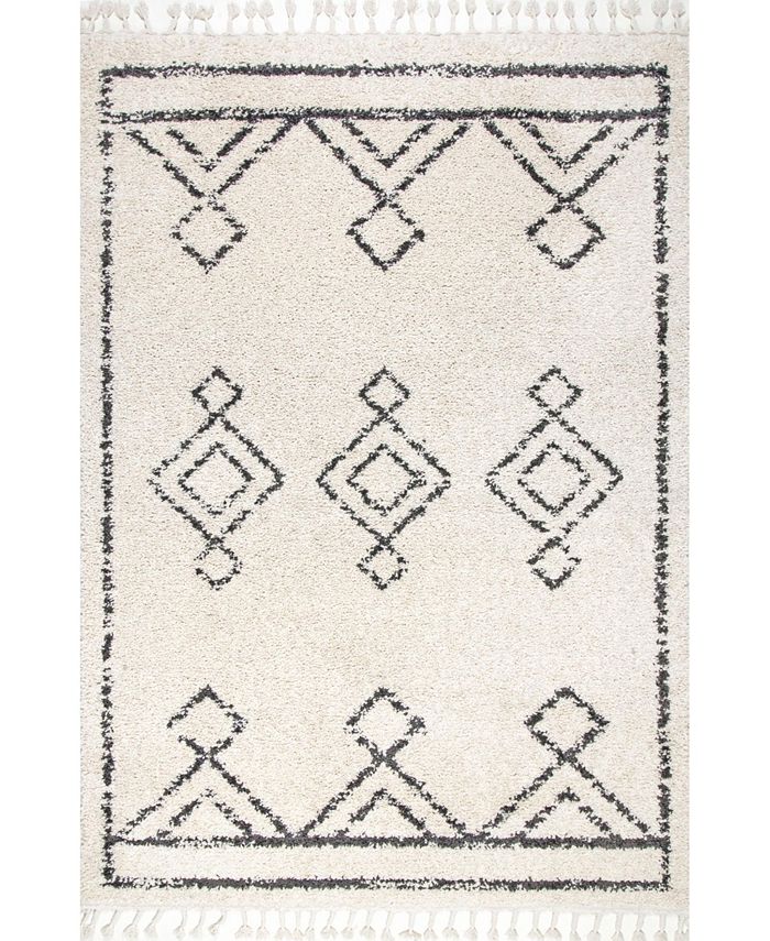 nuLoom Mackie GCDI03C White 3' x 5' Area Rug