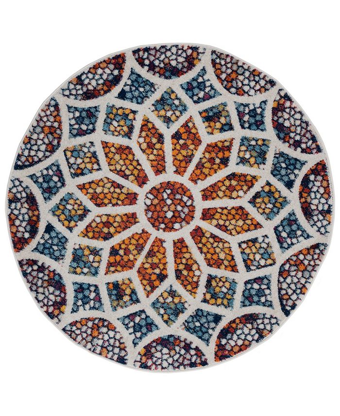 LR Home Destiny DTY81493 4'4" x 4'4" Round Area Rug