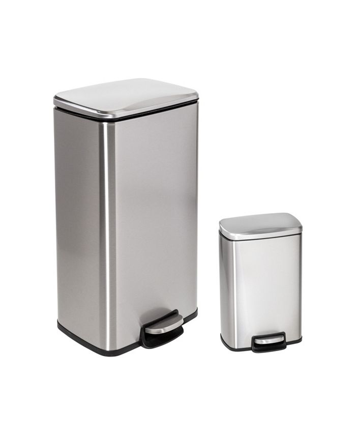 Honey Can Do Stainless Steel Step Trash Cans with Lid, Set of 2