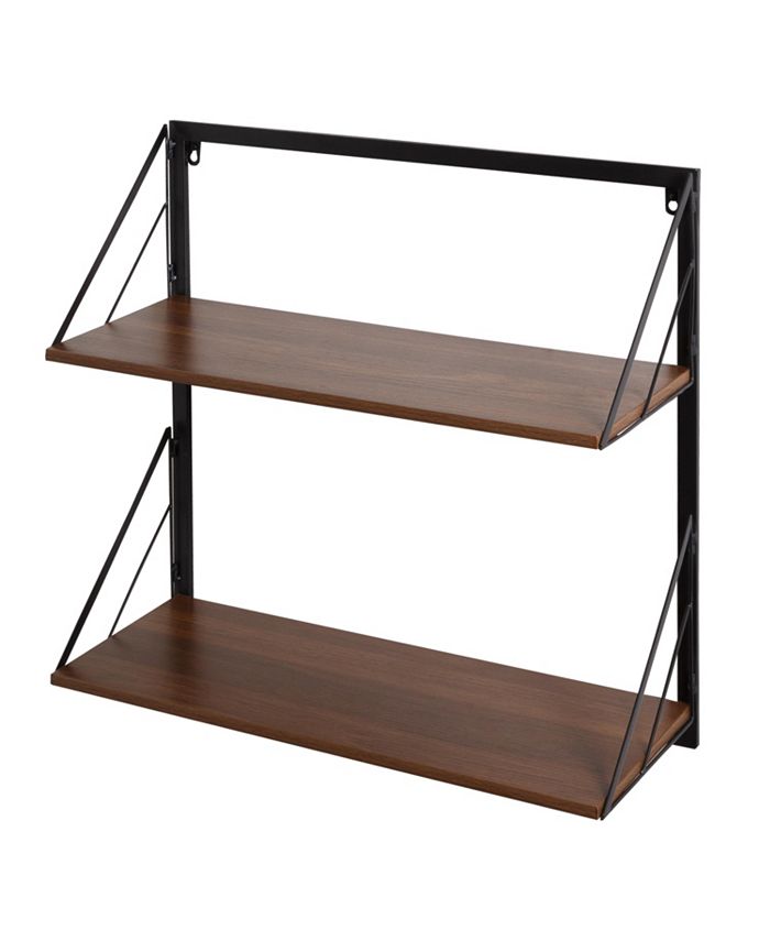Honey Can Do Multipurpose 2 Tier Floating Wall Shelf with Shelves and Bracket