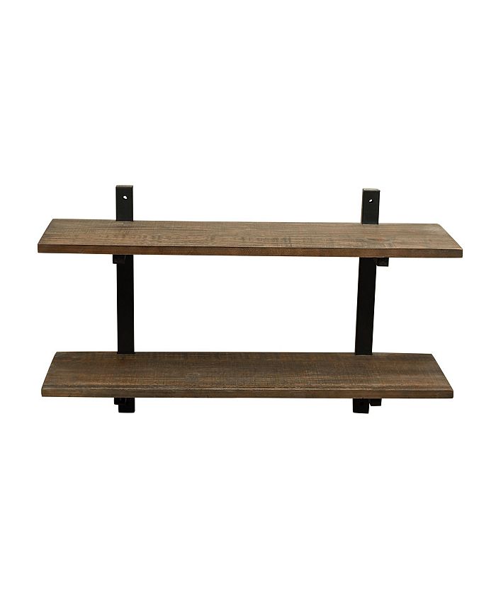 Alaterre Furniture Alaterre Pomona 36" W Metal and Solid Wood Wall Shelf