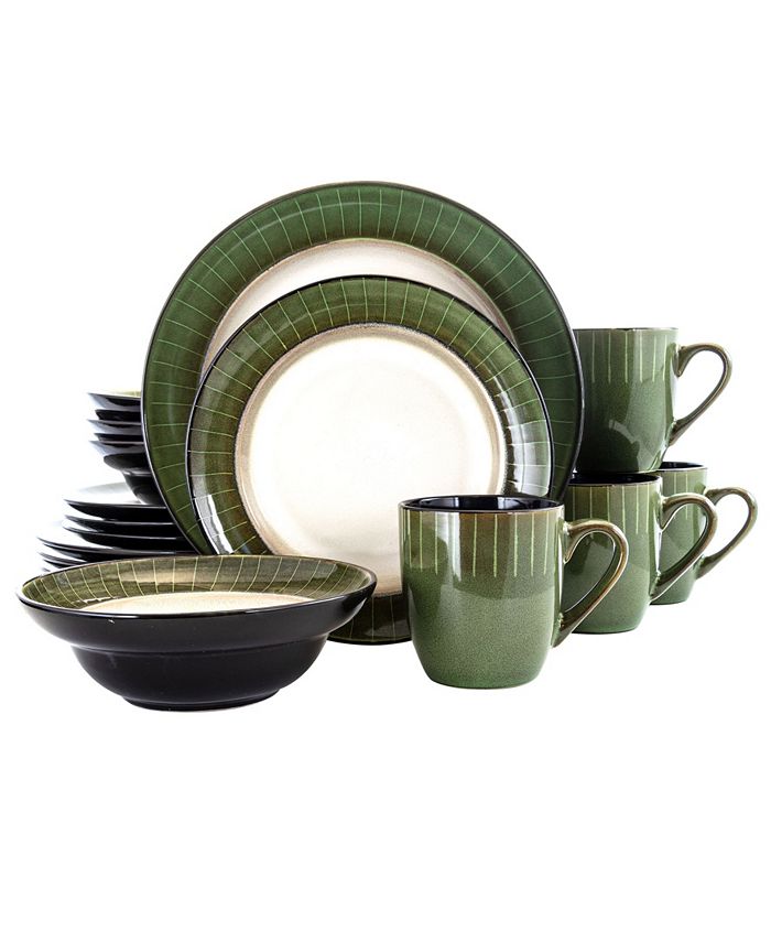 Elama Grand Jade Luxurious Dinnerware with Complete Set of 16 Pieces