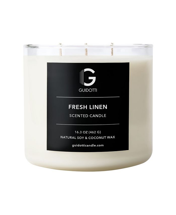 Guidotti Candle Fresh Linen Scented Candle, 3-Wick, 16.3 oz
