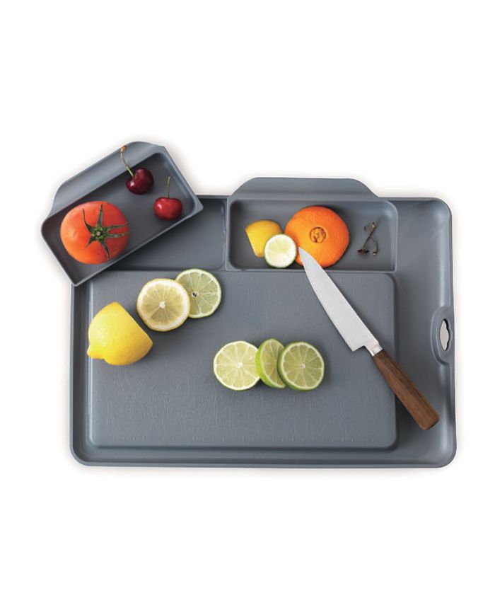 Double Save Nonslip Cutting Board and Serving Tray with Removable Compartments