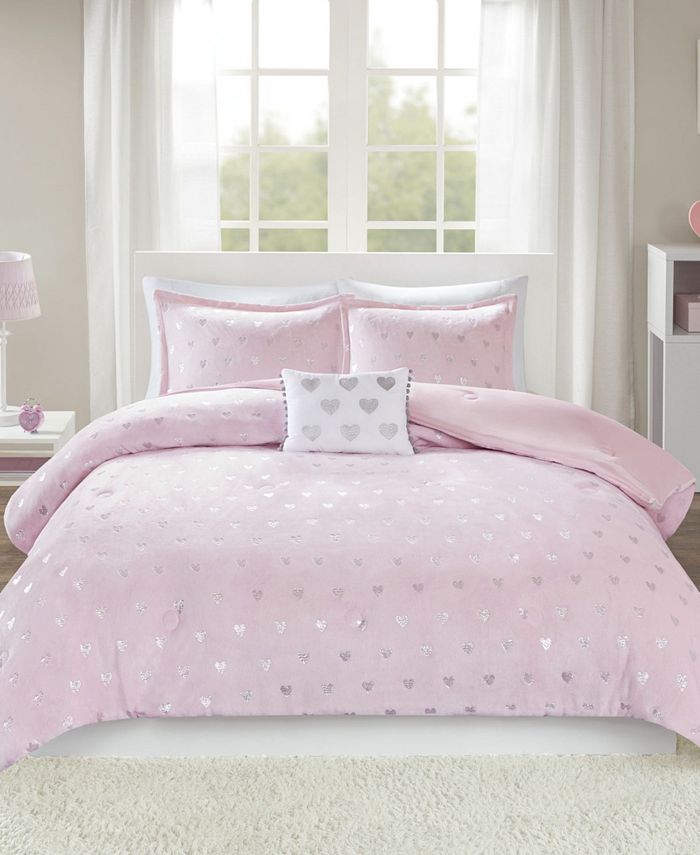 Mi Zone Rosalie Metallic Heart 3-Pc. Comforter Set, Twin/Twin XL