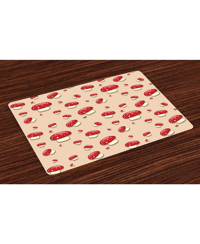 Ambesonne Mushroom Place Mats, Set of 4