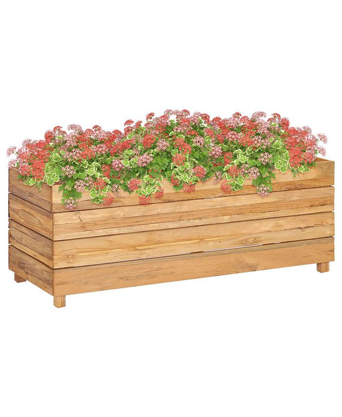 vidaXL Raised Bed 39.4"x15.7"x15" Solid Wood Teak and Steel