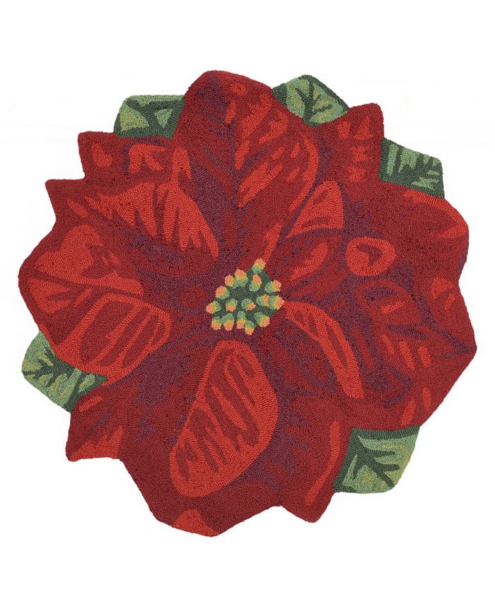 Liora Manne' Frontporch Poinsettia 3' x 3' Round Outdoor Area Rug