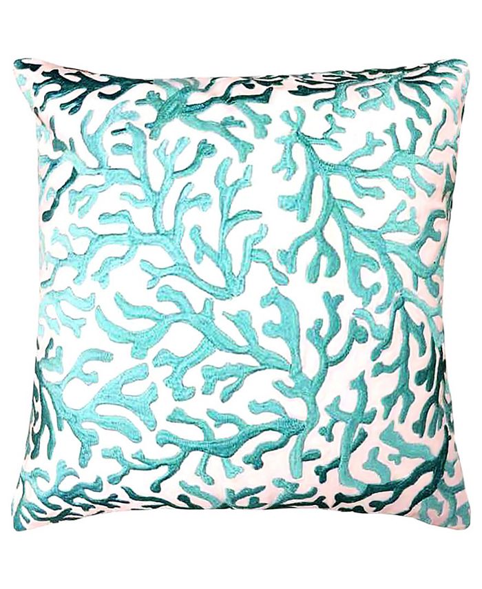 Mod Lifestyles Allover Coral Embroidery Decorative Pillow, 20" x 20"