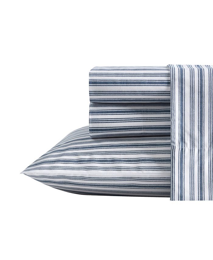 Nautica Coleridge Stripe Cotton Percale 3-Piece Sheet Set, Twin XL
