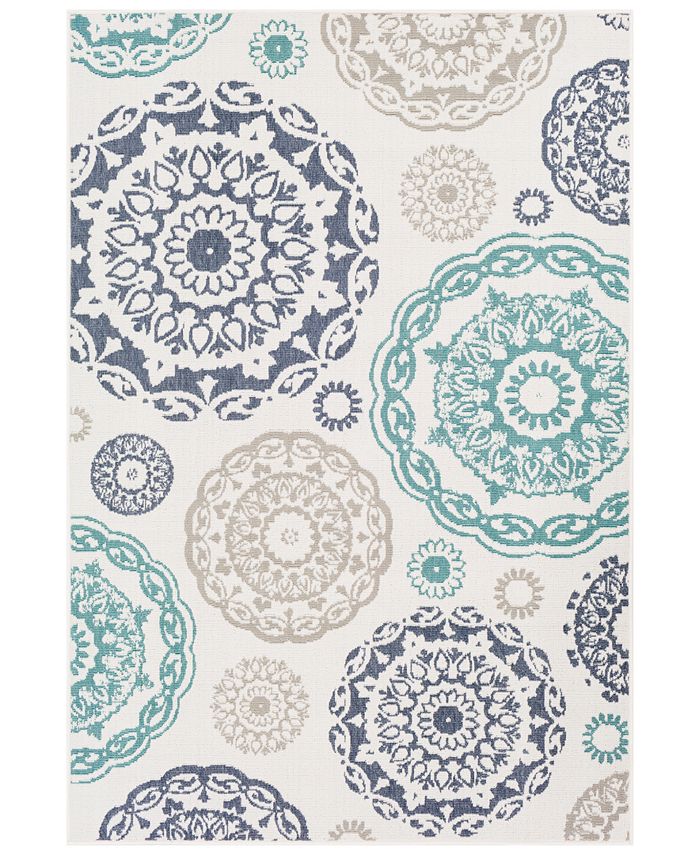 Surya Alfresco ALF-9665 Teal 3' x 5'6" Area Rug, Indoor/Outdoor