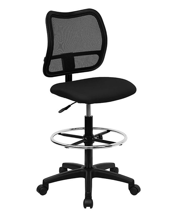 Clickhere2shop Mid-Back Mesh Drafting Stool with Black Fabric Seat