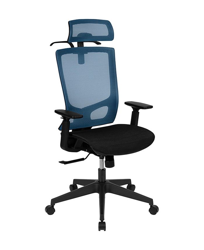 Offex Ergonomic Mesh Office Chair with Synchro-Tilt, Pivot Adjustable Headrest, Lumbar Support, Coat Hanger & Adjustable Arms