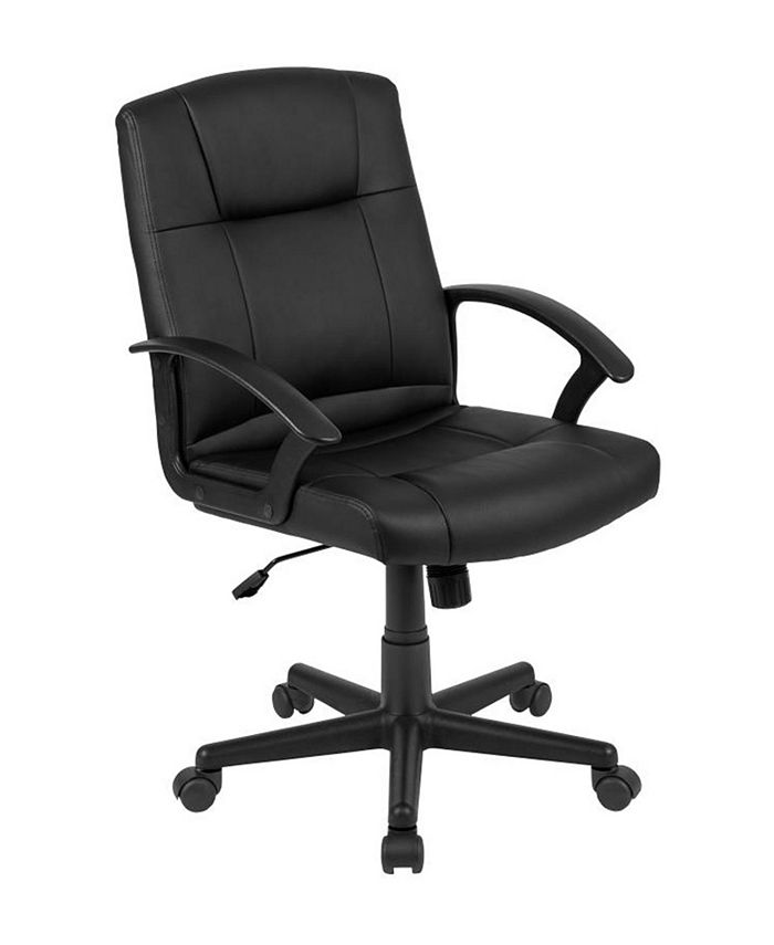 Offex Mid-Back Black LeatherSoft-Padded Task Office Chair with Arms