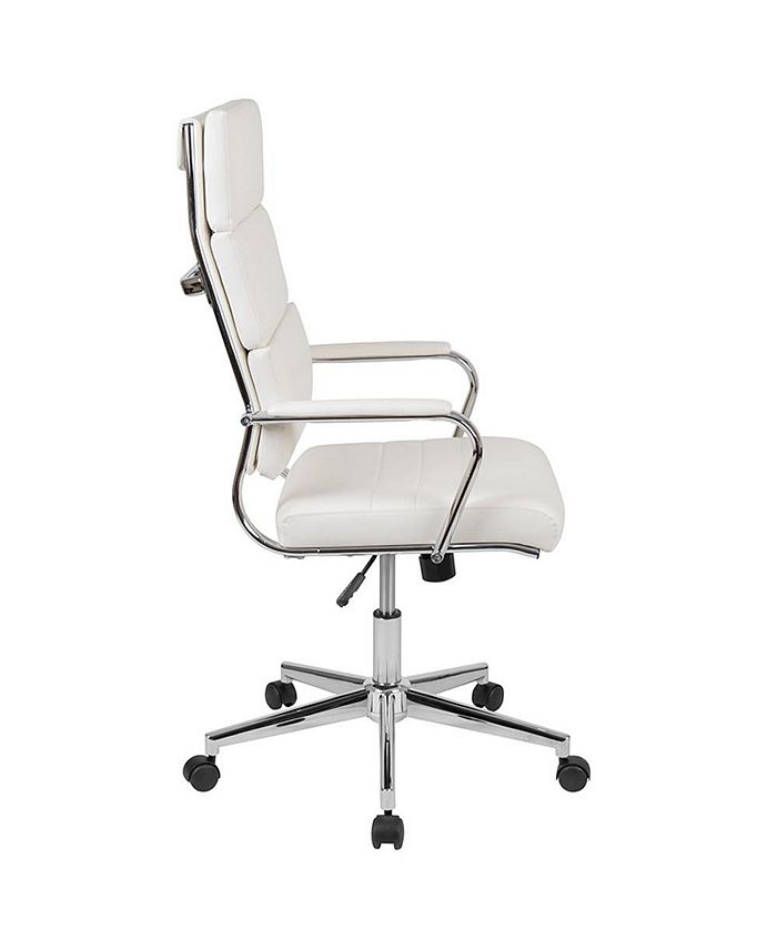 Offex High Back White LeatherSoft Contemporary Panel Executive Swivel Office Chair