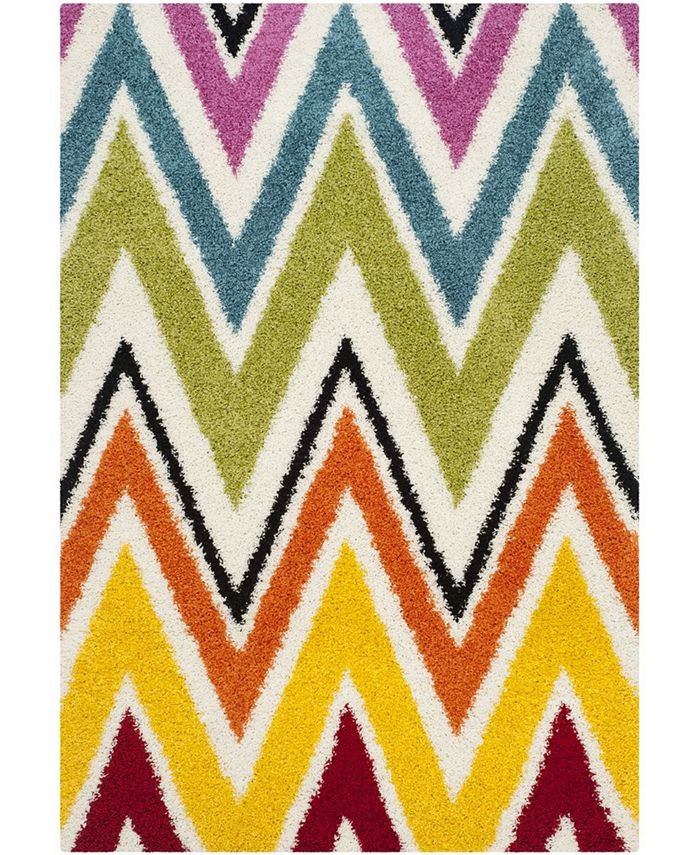 Safavieh Shag Kids Ivory and Multi 4' x 6' Area Rug