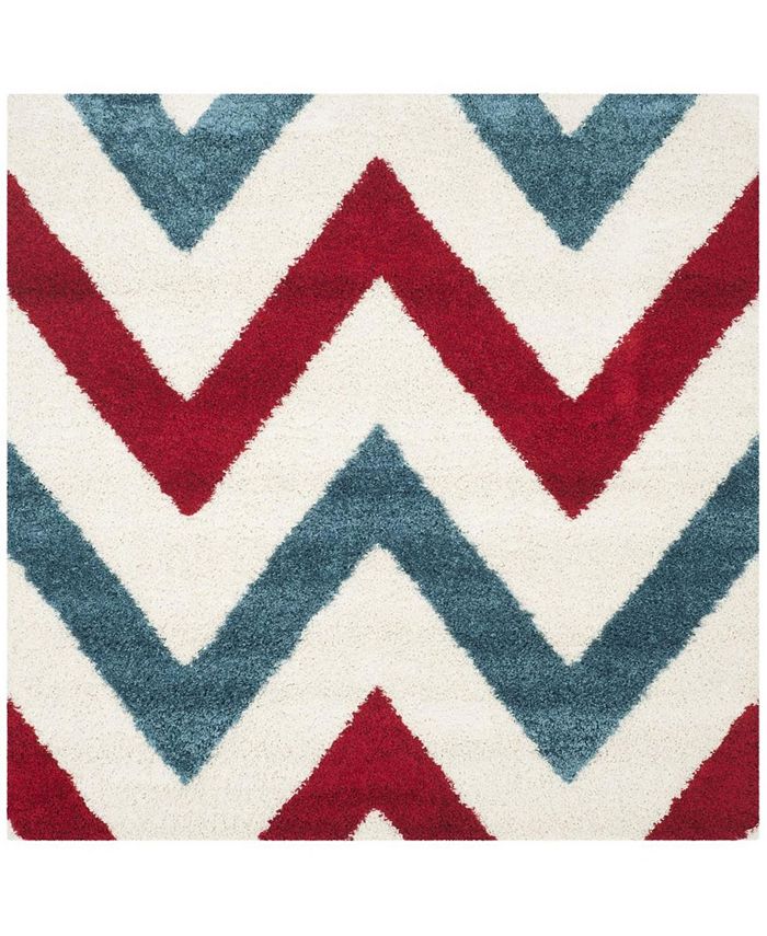 Safavieh Shag Kids Ivory and Red 6'7" x 6'7" Square Area Rug