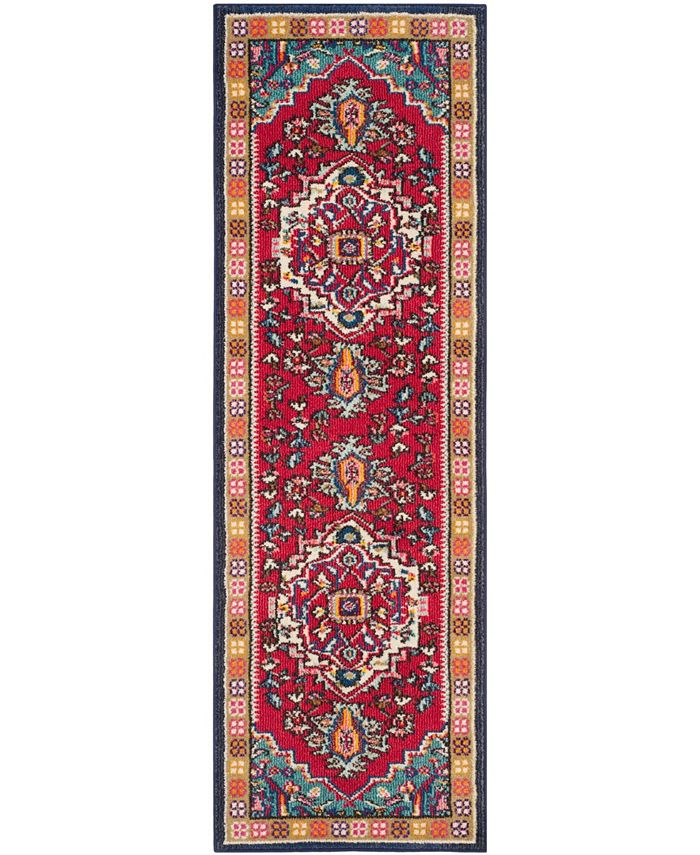 Safavieh Monaco Red and Turquoise 2'2" x 12' Runner Area Rug