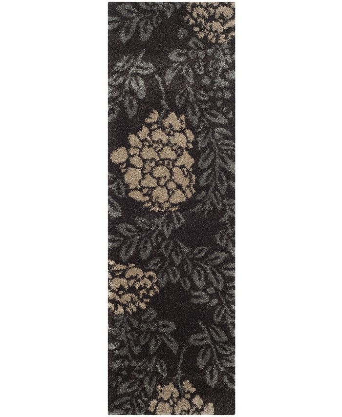 Safavieh Shag Dark Brown and Grey 2'3" x 11' Runner Area Rug