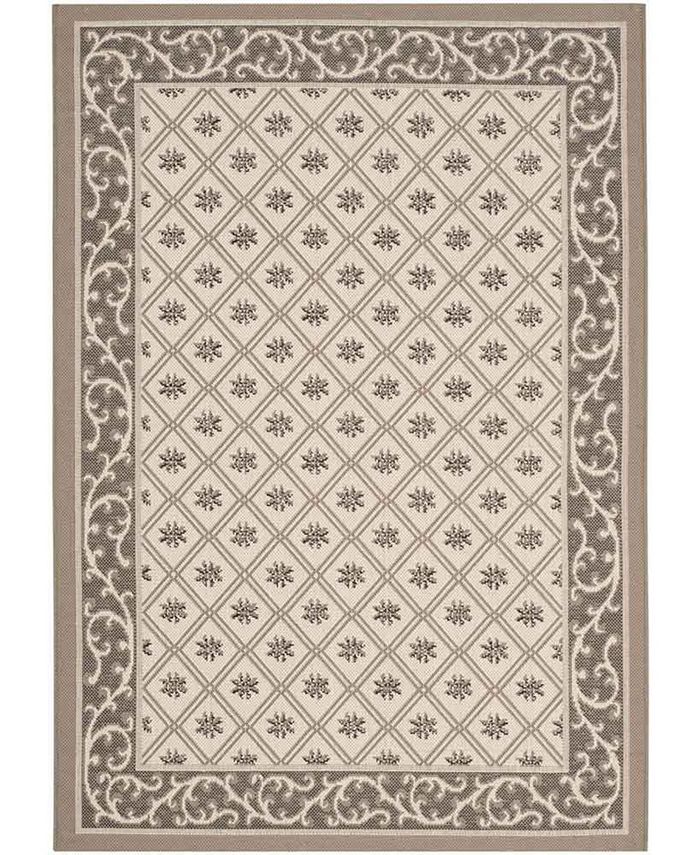 Safavieh Courtyard Beige and Dark Beige 4' x 5'7" Sisal Weave Outdoor Area Rug