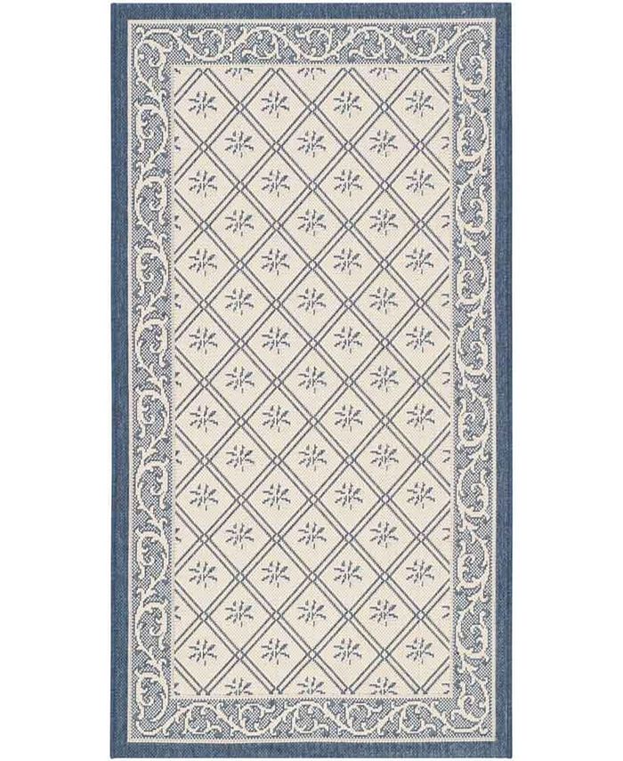 Safavieh Courtyard Beige and Navy 2'7" x 5' Sisal Weave Outdoor Area Rug