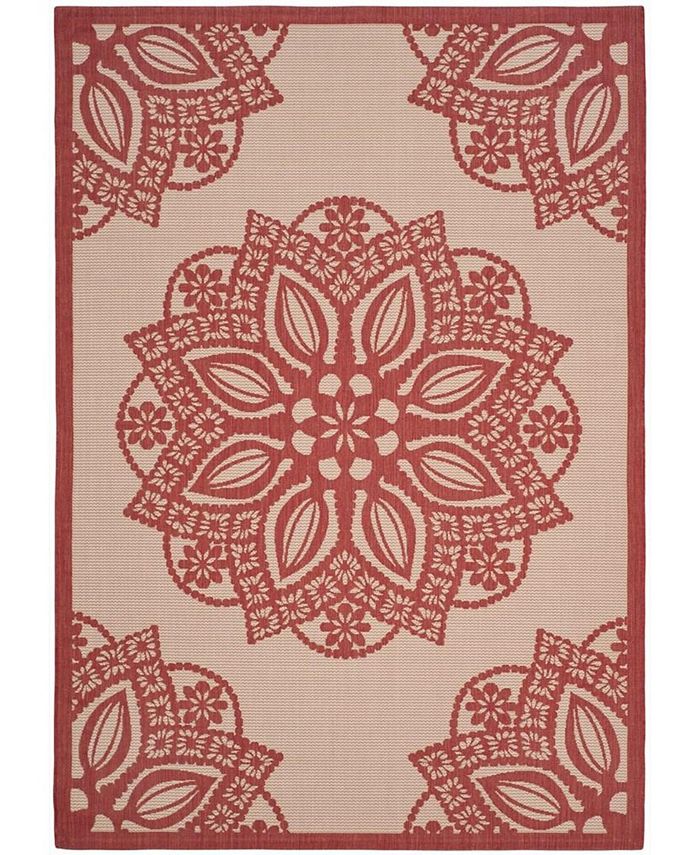 Safavieh Courtyard Beige and Red 5'3" x 7'7" Sisal Weave Outdoor Area Rug