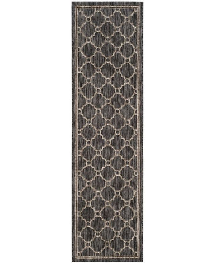 Safavieh Courtyard Natural and Black 2'3" x 8' Runner Outdoor Area Rug