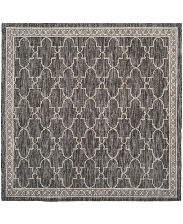 Safavieh Courtyard Black and Beige 6'7" x 6'7" Square Outdoor Area Rug